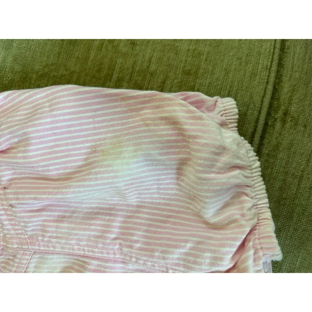 1990s Vintage OshKosh B'gosh pink and white striped bubble romper